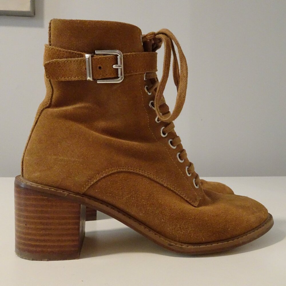 Urban Outfitters Karen Suede Lace-up Ankle Boots | Tan | Size 6